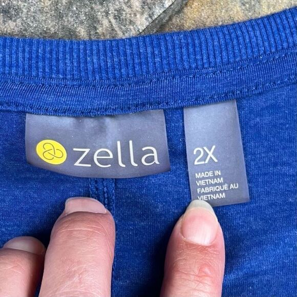 Zella Blue Long Sleeve Crew Neck Top 2X - Picture 7 of 11